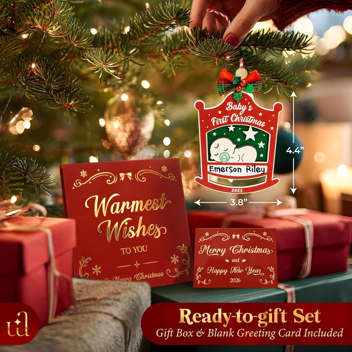 Baby First Christmas Ornament 2025 for Girl Boy - Baby's 1st Ideas for Parents, Babies Newborn Ornament Keepsake Babys First Xmas Ornaments for Xmas Tree Decorations