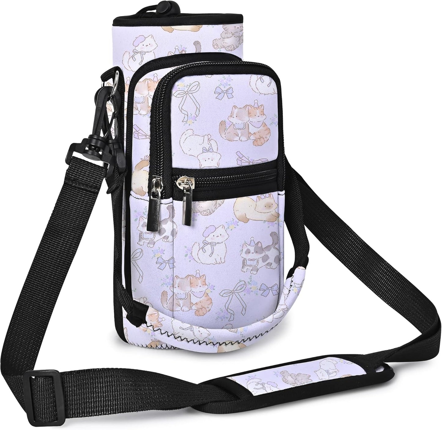 AUPET Water Bottle Sling Bag Sleeve Holder Carrier 25/32/40/64 oz,Insulated Crossbody Water Bottle Case Cover with Strap and Pockets for Men/Women Walking Hiking