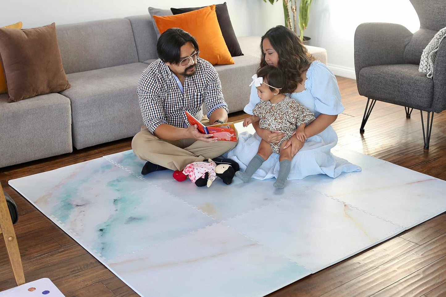 Yay Mats Stylish Extra Large Baby Play Mat. Soft, Thick, Non-Toxic Foam Covers 6 ft x 4 ft. Expandable Tiles with Edges Infants and Kids Playmat Tummy Time Mat (Elle Marble)