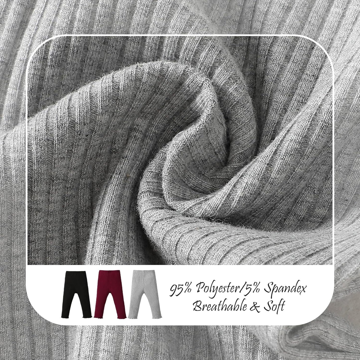 SOBOWO Baby Girl Leggings Pants Toddler Girls Solid Ribbed Pants 3 Pack Ruffle Bottoms Trouser Fall Winter Clothes 9M-3T