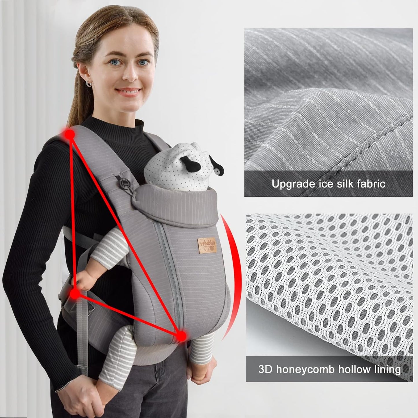 New Upgrade Ergonomic Baby Carrier Newborn Toddler Wrap Carrier,Hands Free Baby Sitting Sling,Breathable,Perfect for Infants/Chest Sling for Babies Shower Gift (Striped Dark Grey, Upgrade-with Belt)