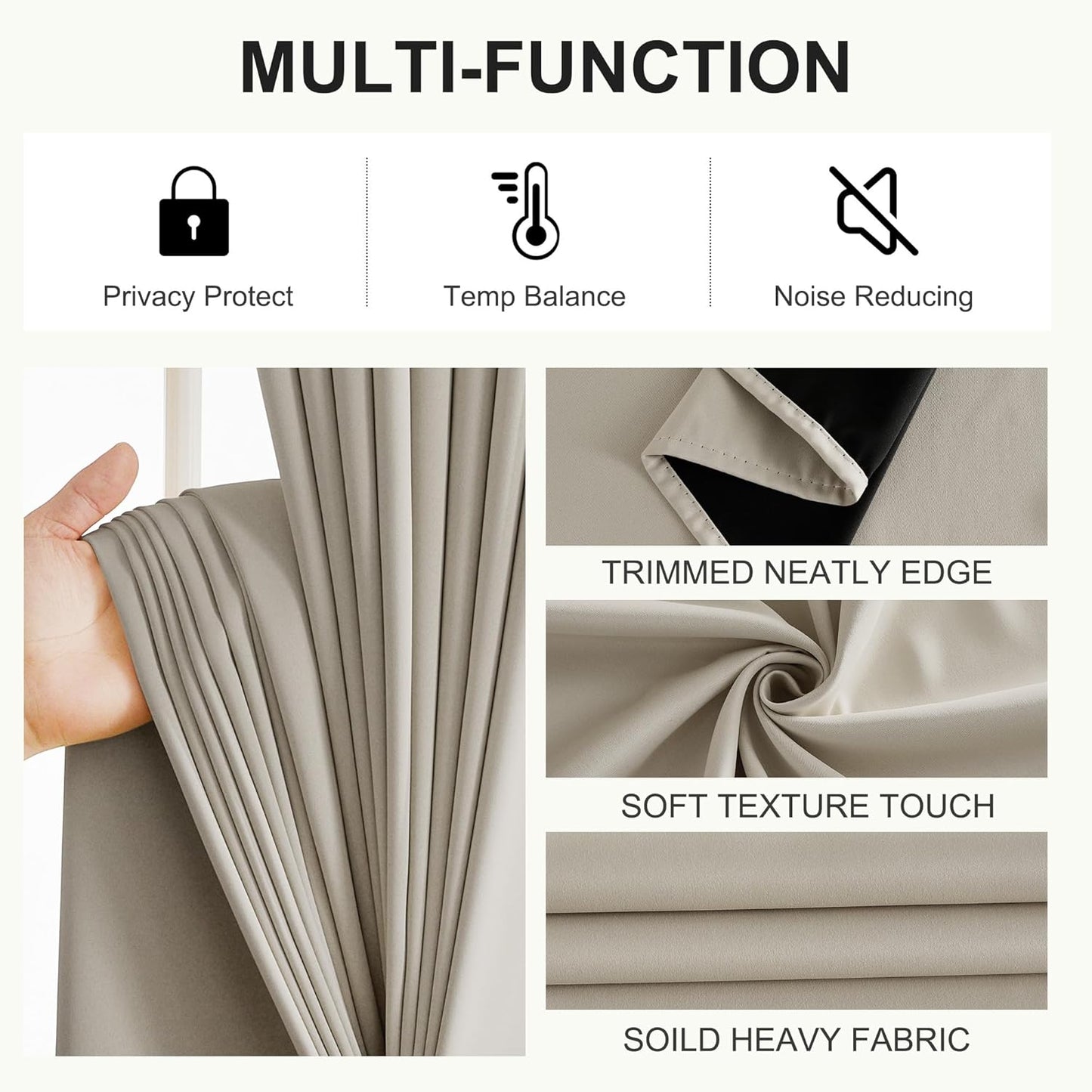 NICETOWN 100% Blackout Curtains 52 x 84 inches Long, Farmhouse Curtains Set of 2 Panels Thermal Insulated Privacy Window Curtains for Bedroom Living Room