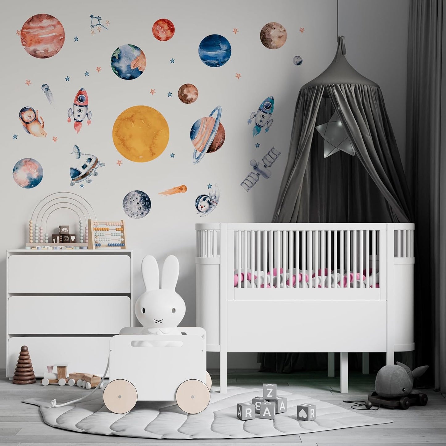 Solar System Wall Decals for Kids - Planets and Space Themed Wall Stickers by Lipastick - Peel and Stick Vinyl Decals for Boys and Girls Bedroom, Nursery, Playroom - Wall Stickers for Girls Room