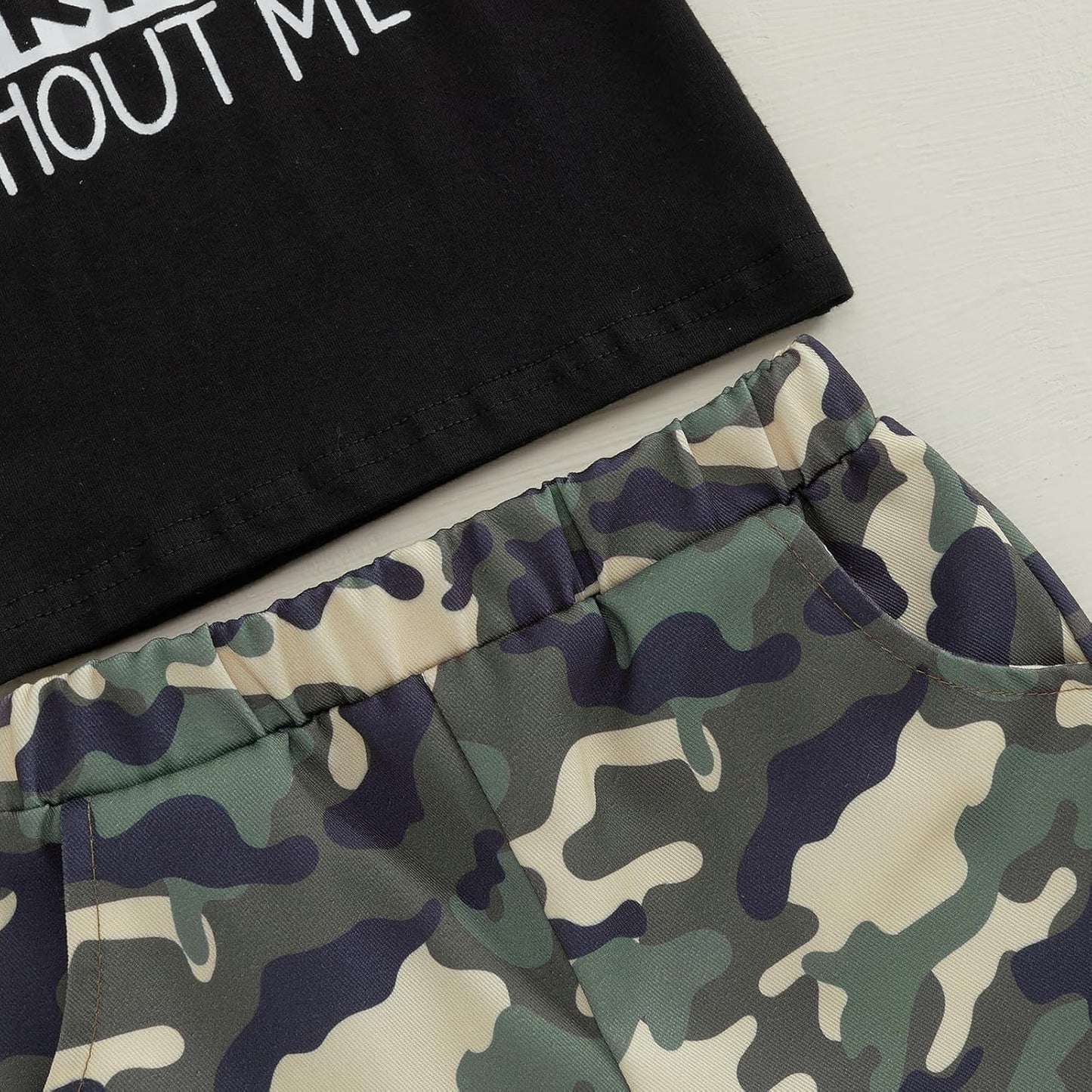 wdehow Toddler Kids Baby Boy Summer Clothes Sets 1T 2T 3T 4T 5T Letter Print Short Sleeve Tops Camouflage Shorts Outfits