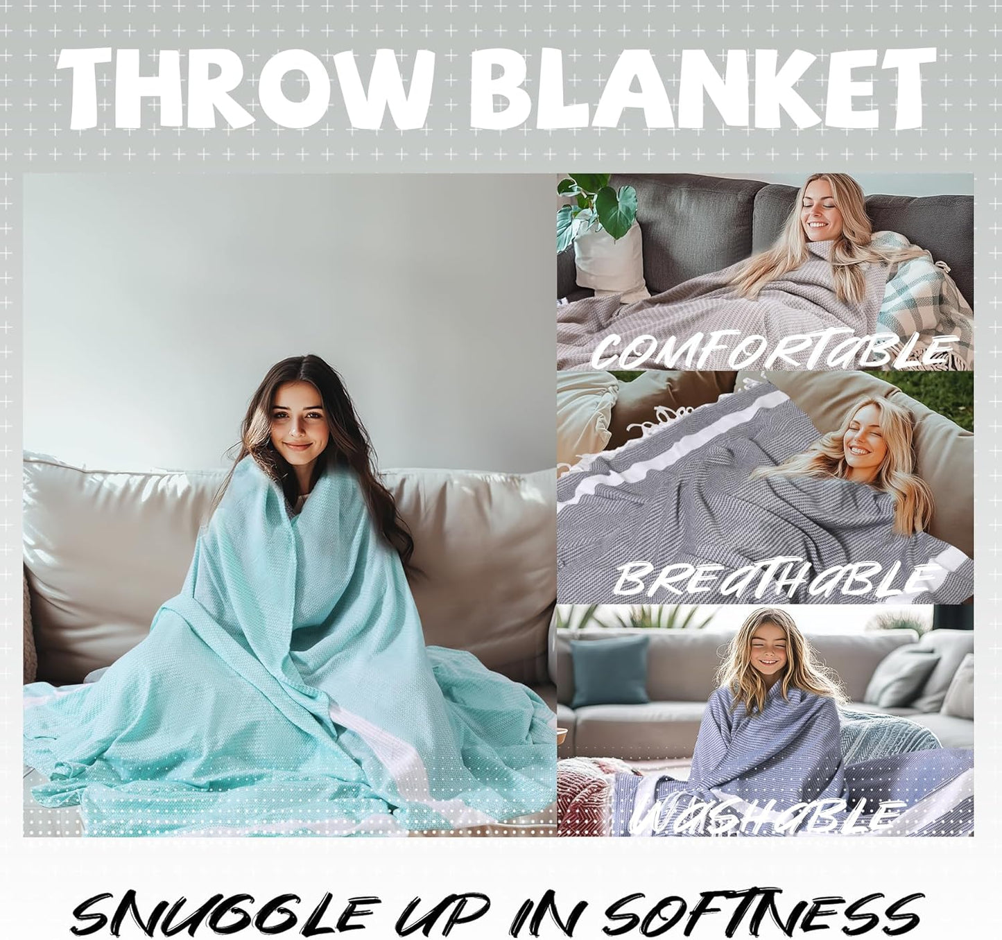 Lightweight Woven Throw Blanket Large Soft Travel Accessories Women Summer Winter Vacation Essentials European Mexico Costa Rica Bahamas Alaska Japan Italy Amazon Africa Hawaii Trip Must Haves Navy