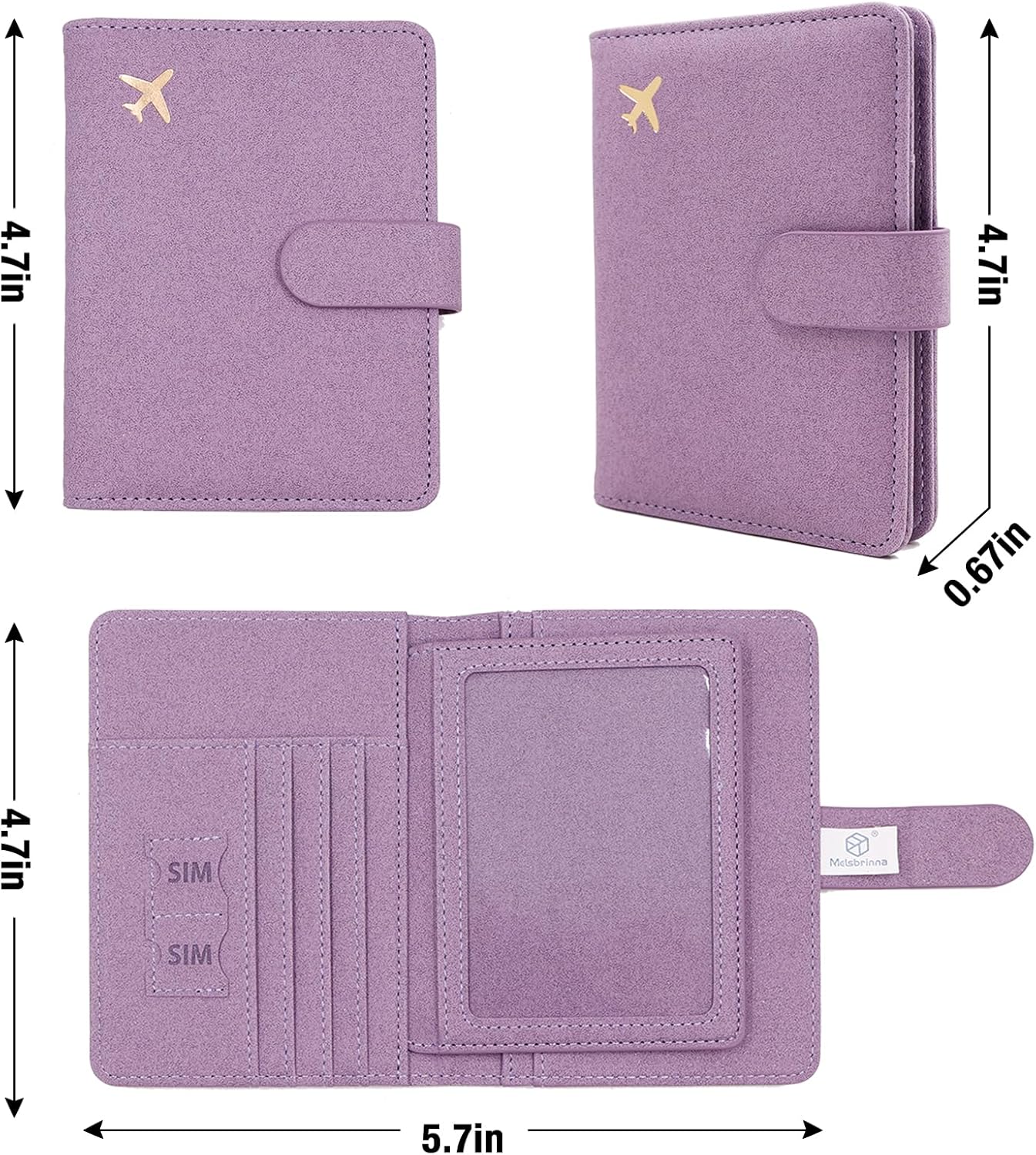 Melsbrinna Rfid Passport Holder for Travel women/Men, Cute Passport Wallet Rfid Blocking Card Slots, Rfid Passport Cover/CaseTravel Wallet, Passport Book Holder (1, Purple1)