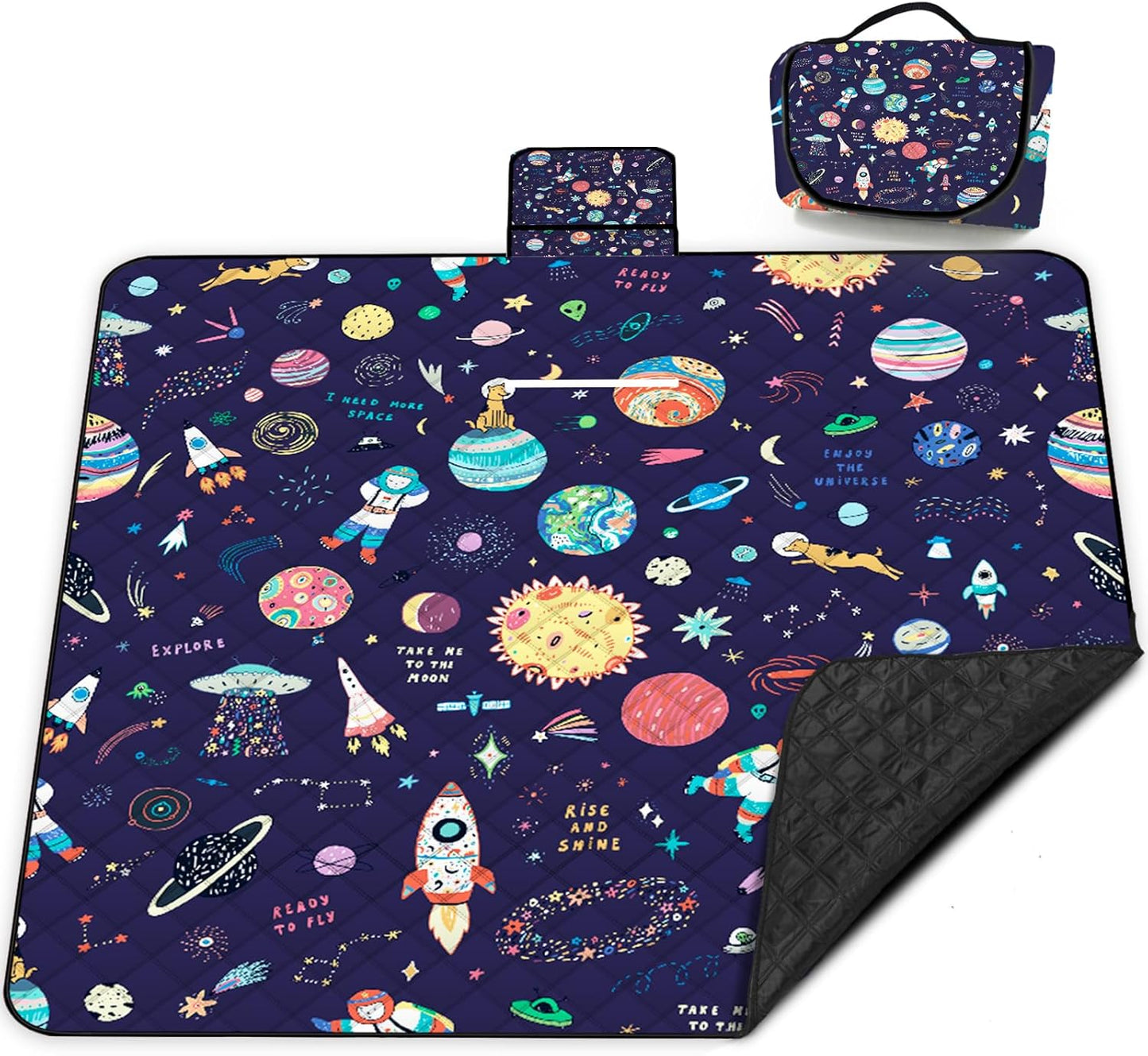 Extra Large Picnic Blanket Waterproof,80"x 80"Foldable Machine Washable Beach Blanket,Outdoor Blanket for 6-8 Adults,Suitable for Indoor Crawling,Park Beach,Camping,Hiking,Family Travel(Starry sky)