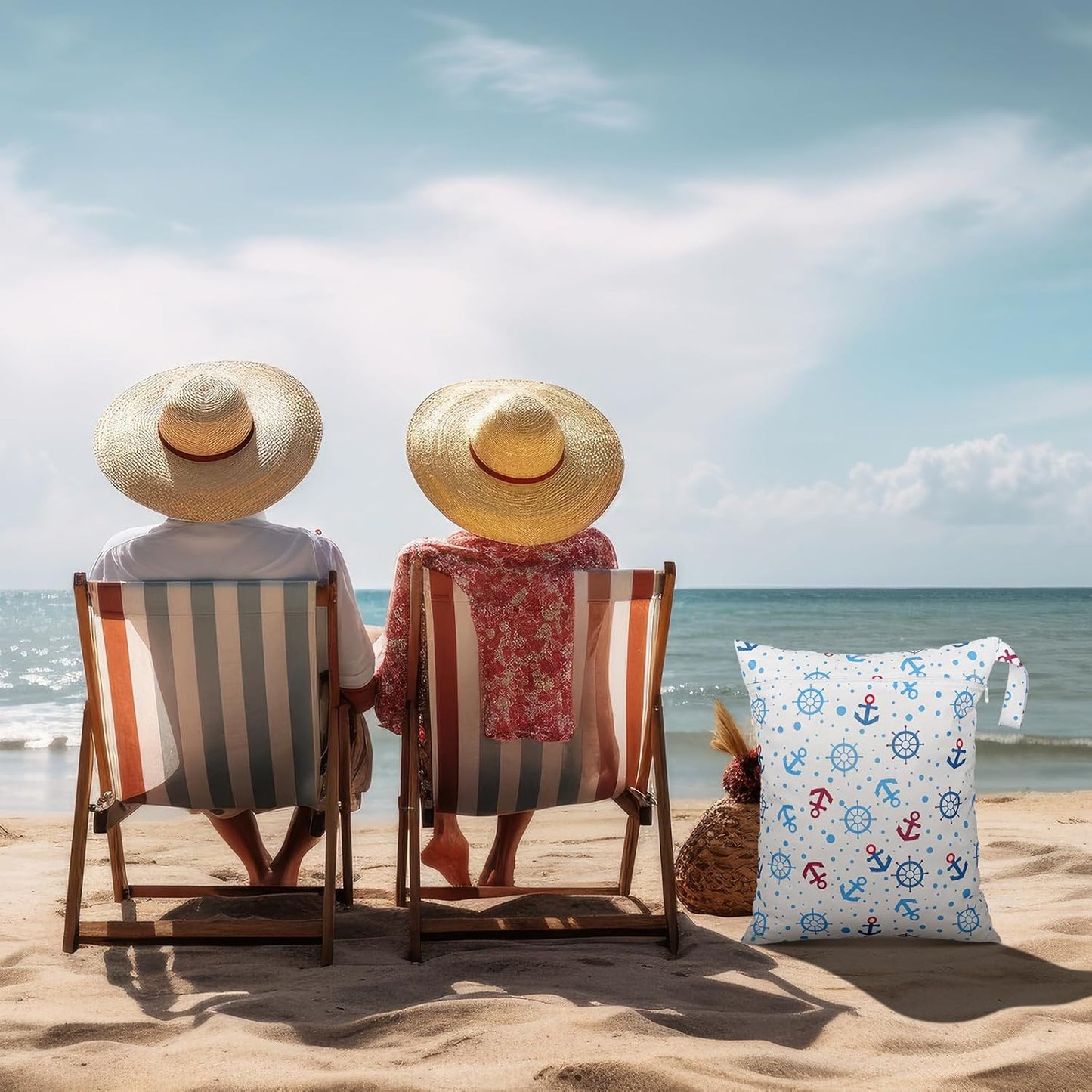 Shappy 2 Pcs Large Travel Laundry Bag Washable Waterproof Wet Dry Large Dirty Clothes Bag Bathing Workout(Navigation)