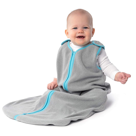 baby deedee Sleep Nest Fleece Baby Sleeping Bag, Gray Aqua, 0-6 Month