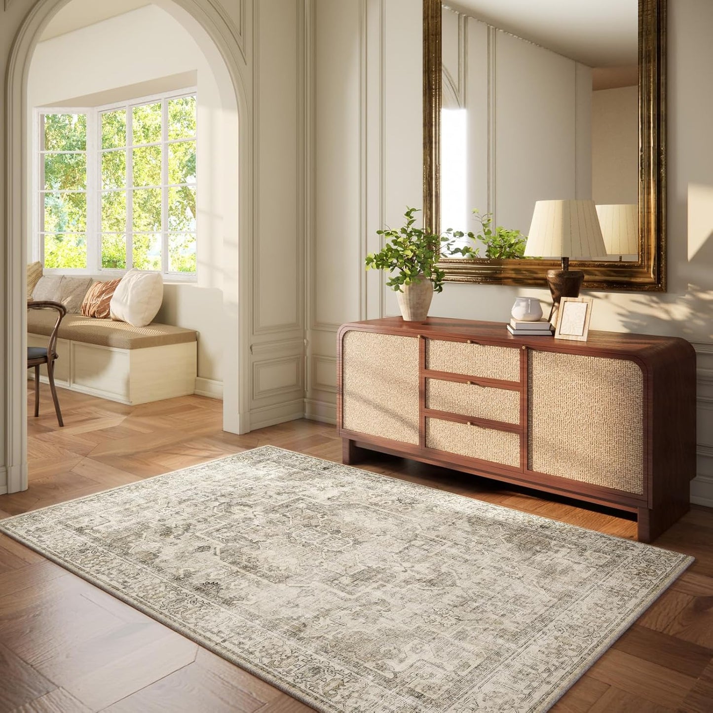 Machine Washable Throw Rugs for Entryway: Door Mat Indoor Entrance 4x6 Small Rug Stain Resistant Non-Slip Low Pile Soft Carpet for Kitchen Front Door Indoor Entry Bathroom Bedroom