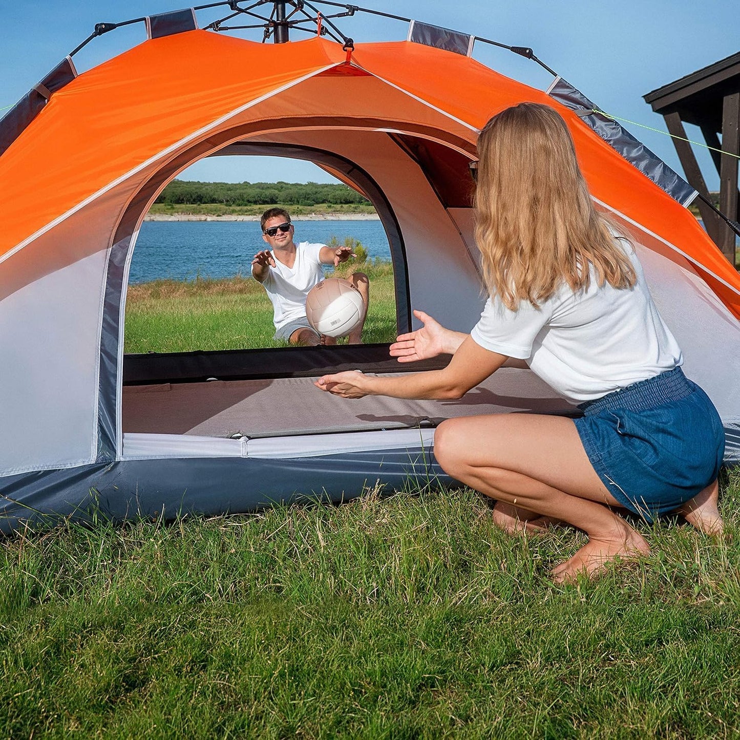 MOON LENCE Instant Pop Up Tent for 3-4 Person - Automatic Portable, Windproof for Camping, Hiking, Mountaineering