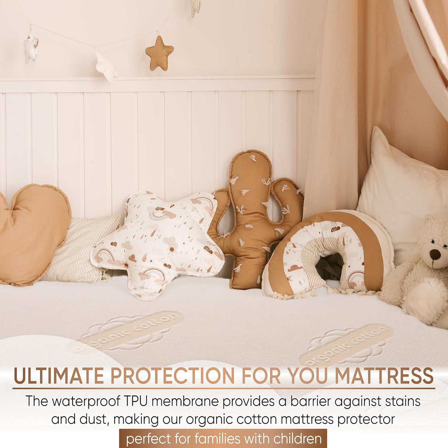 Waterproof Organic Mattress Protector Twin - Organic Cotton Breathable Mattress Pad Cover - 250 GSM Comfort - Deep Pocket - Fitted Comfort