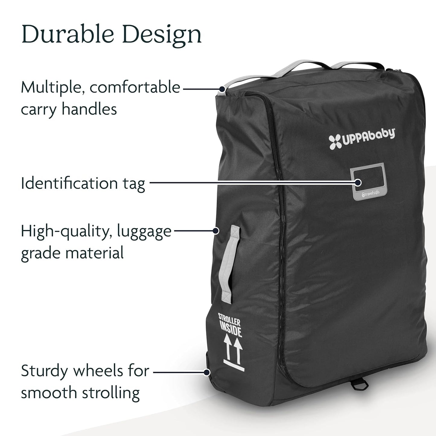 UPPAbaby Travel Bag for Vista and Cruz Strollers - Includes TravelSafe Program Coverage, Inner Wheel Bag and Storage Pocket - Smooth Wheels, Handles + Durable Design