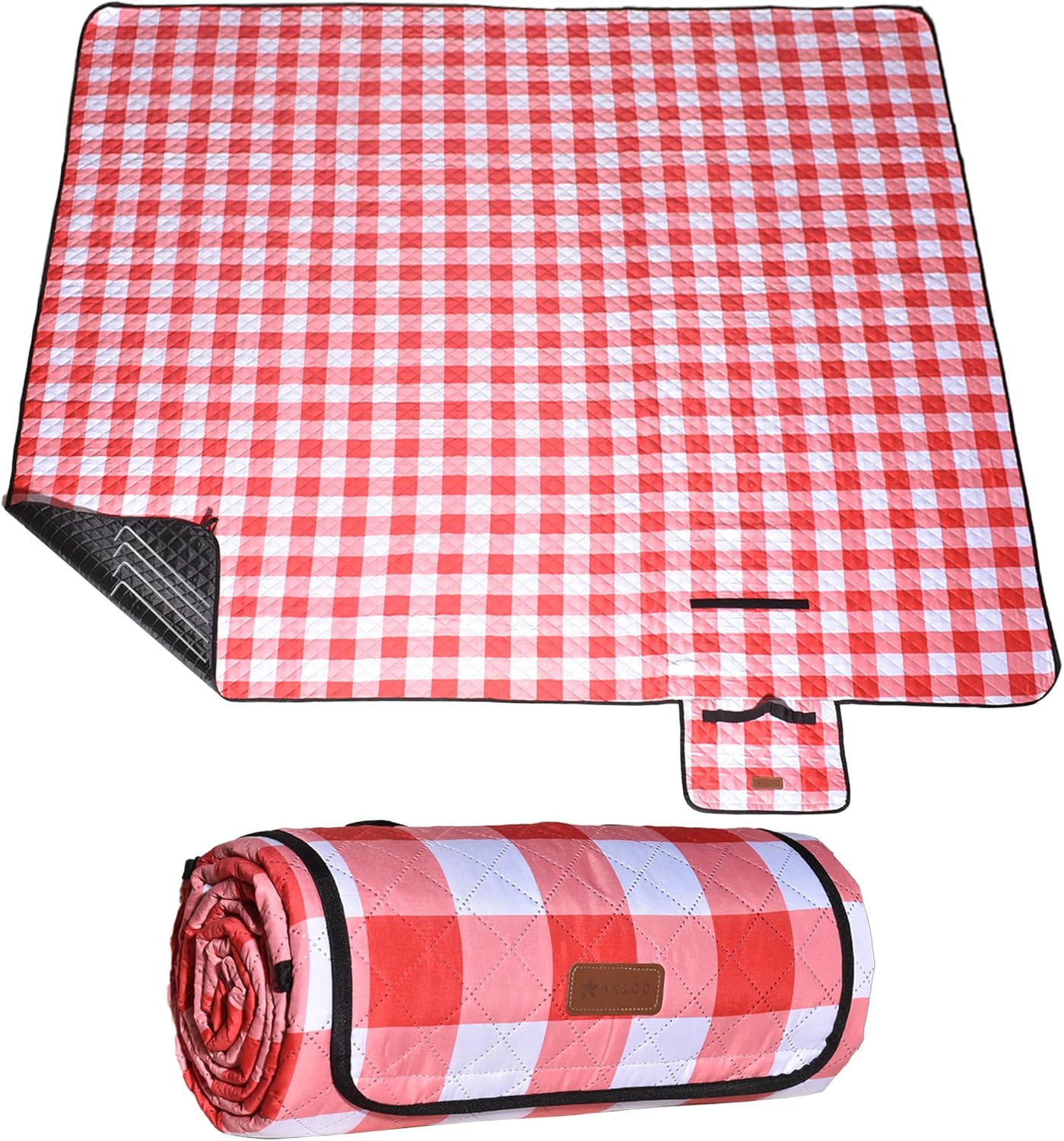 HX&OD Outdoor Picnic Blanket, Extra Large, 80''x60'' Waterproof Foldable Blankets Gingham Picnic Mat for Beach, Camping Grass Lawn Park Accessories Cute Couple Ideas Wedding (Red, 80”x60”)