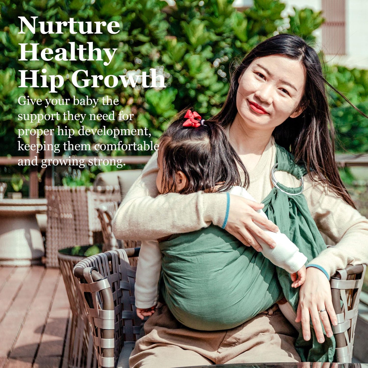 Ring Sling Baby Carrier, Soft Linen Cotton Baby Sling Carrier Newborn to Toddler, Baby Wrap Carrier for Plus Size Parents, Perfect Shower Gift, Green