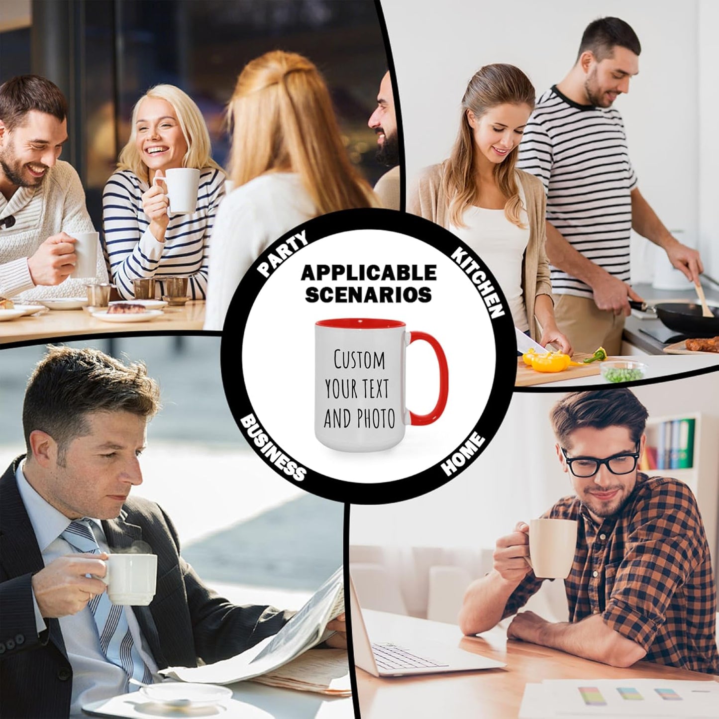 Custom Mug Upload Your Picture Personalized Coffee Mug with Photo Text Name Customized Cup Unique Ideas Gifts for Men Women Mom Dad Girlfriend Boyfriend Friend Family (Red, 11oz)