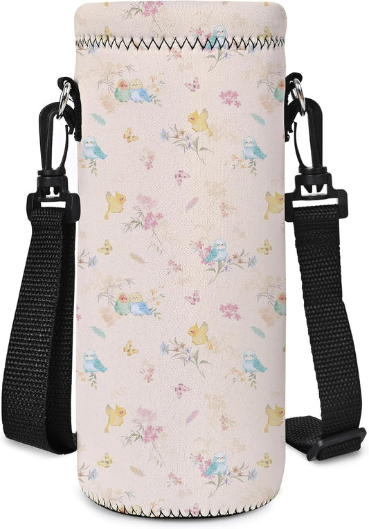 Neoprene Water Bottle Carrier Bag with Adjustable Shoulder Strap for Men Women Walking Hiking,Portable Insulated Holder Case for Stainless Steel/Glass/Plastic Bottles