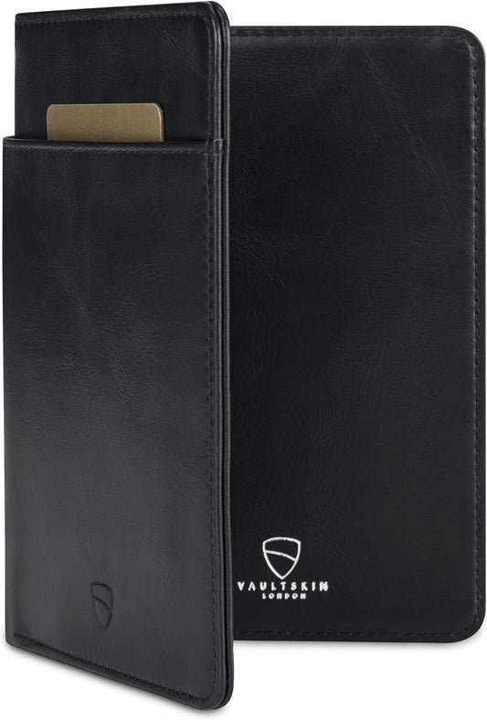 Vaultskin Leather Passport Holder, Slim RFID Blocking Travel Wallet for Men and Women, Fits Passport, Credit Cards, ID, Cash, Passport Cover Ideal Travel Accessories with Gift Box (Kensington)