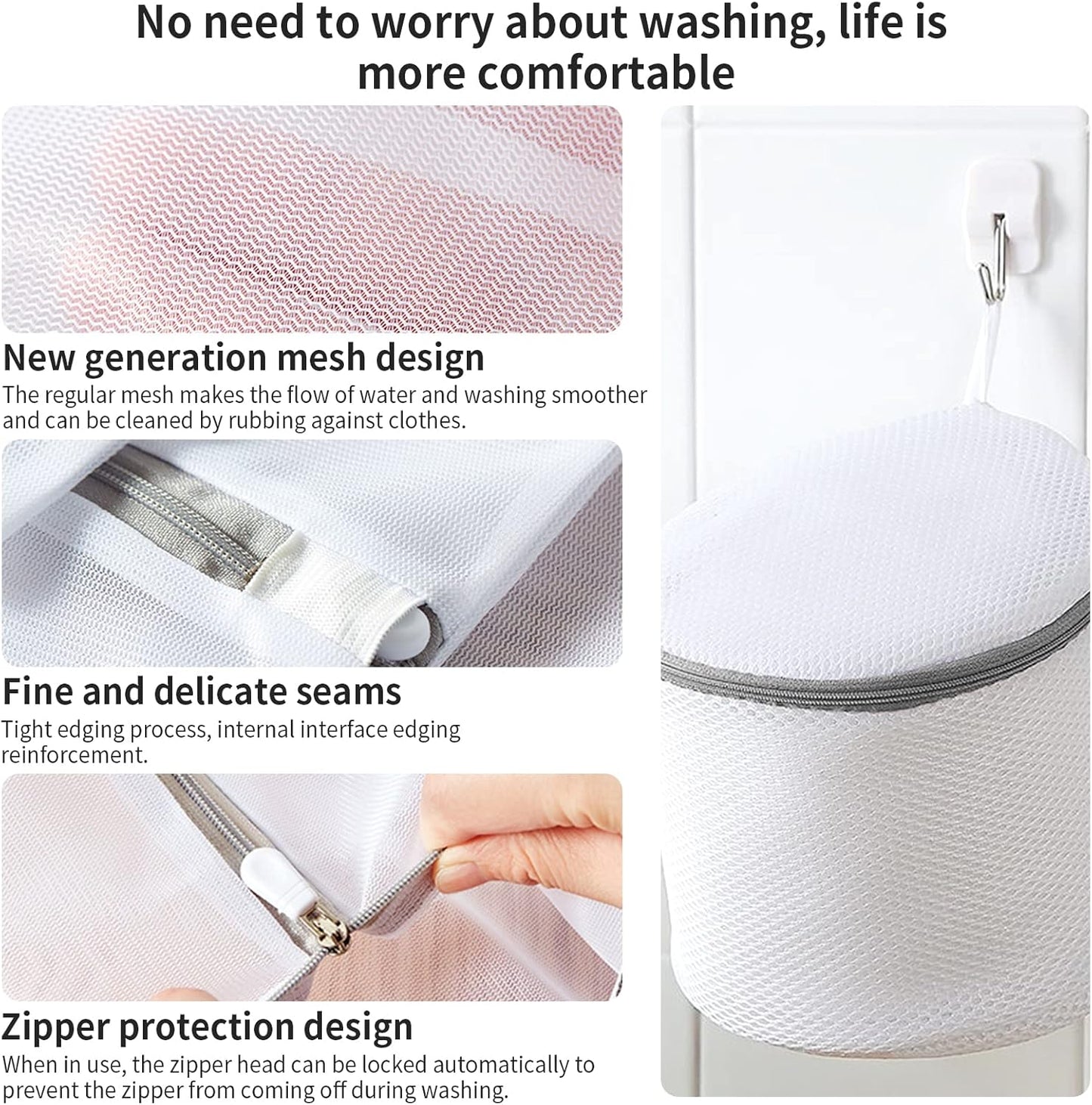 Mesh Bra Bags for Laundry(9 Pack) by MDSXO, White Lingerie Bags for Washing Delicates,Baby Laundry,Sock,Travel Storage[1XXL/2XL/3L/2M/2bra bags]