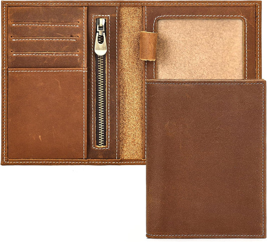 Genuine Leather Passport Holder Handmade Passport cover Lightweight Travel Bifold Passport Wallet brown