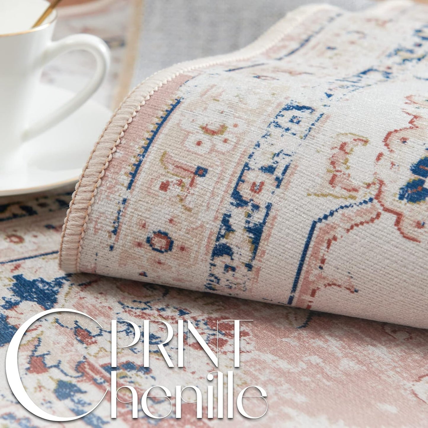 jinchan Long Hallway Runner Rug 2x12 Machine Washable Runner Rug Pink Vintage Floral Design Non-Slip Ultra-Thin for Kitchen Laundry Room Bedroom Farmhouse (2‘x12',Pink)