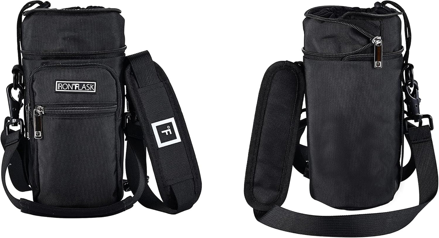 IRON °FLASK Carrier, Holder, Sleeve - Fits Insulated Stainless Steel Sports Water Bottle, Adjustable Shoulder Strap, Holder Bag Case Pouch Cover
