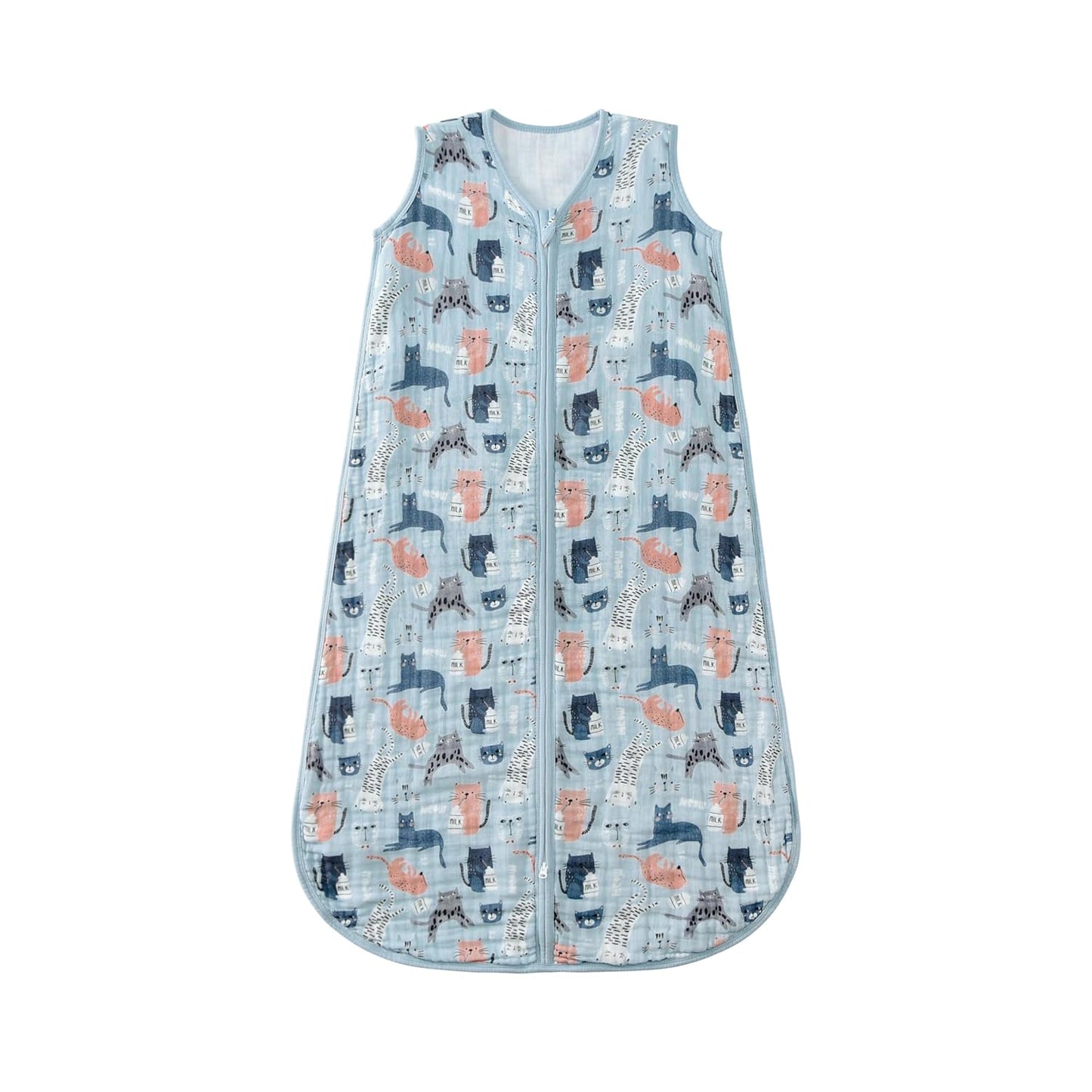 Baby Sleep Sack 2-4 T Baby Wearable Blanket 100% Organic Cotton 0.5 TOG Toddler Sleep Sacks 2- Way Zipper Soft 4 Layers 2T 3T 4T Kitten