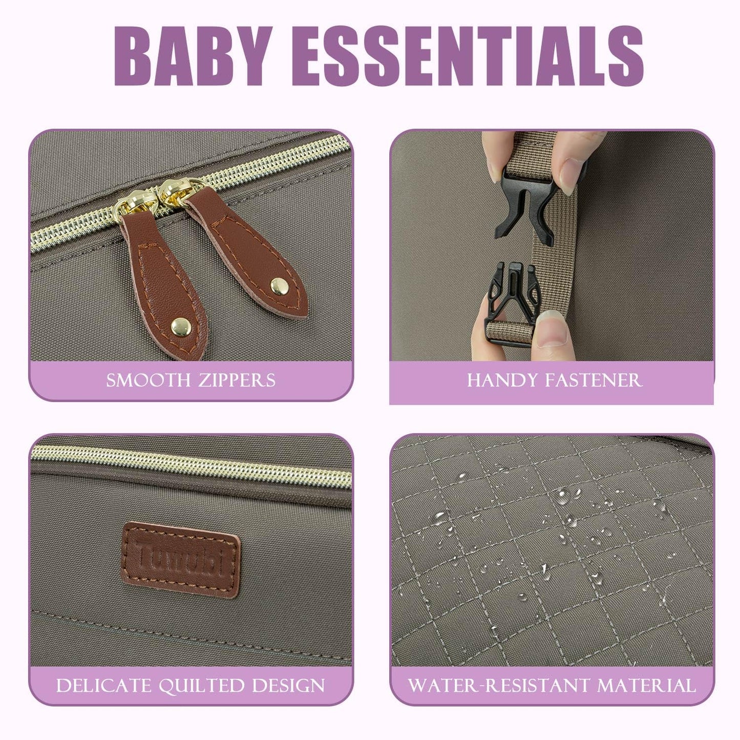 Tuwubi Diaper Bag Tote,Baby Diaper Bag with Pacifier Case Large Travel Diaper Tote Caddy for Mom and Dad Multifunction Large Baby Bag - Khaki