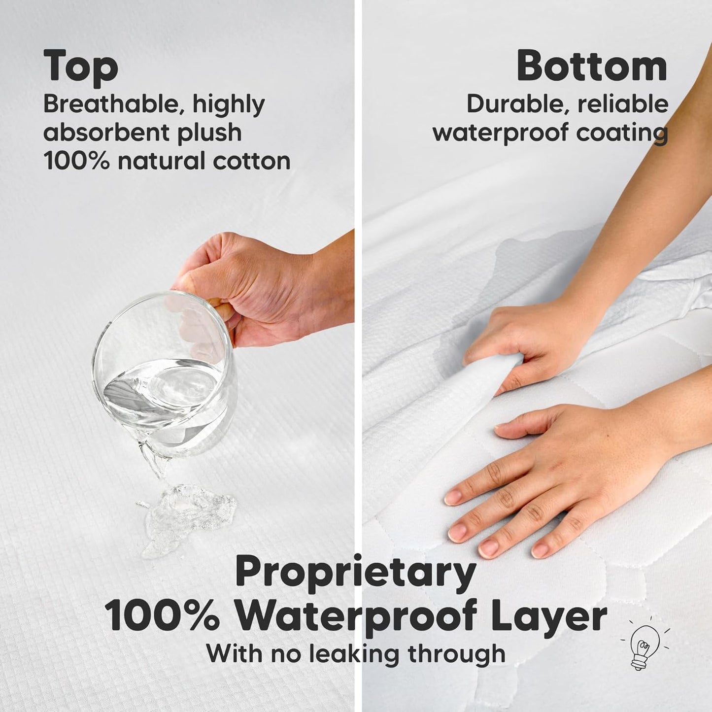 Waterproof Crib Mattress Protector Cover Fitted - 2-Pack Quiet Baby Crib Mattress Pad Sheets, 52" x 28" Soft Quilted Cotton Baby Sheet, Machine Washable, Easy Fit, Durable (Pearl Gray/Quin)