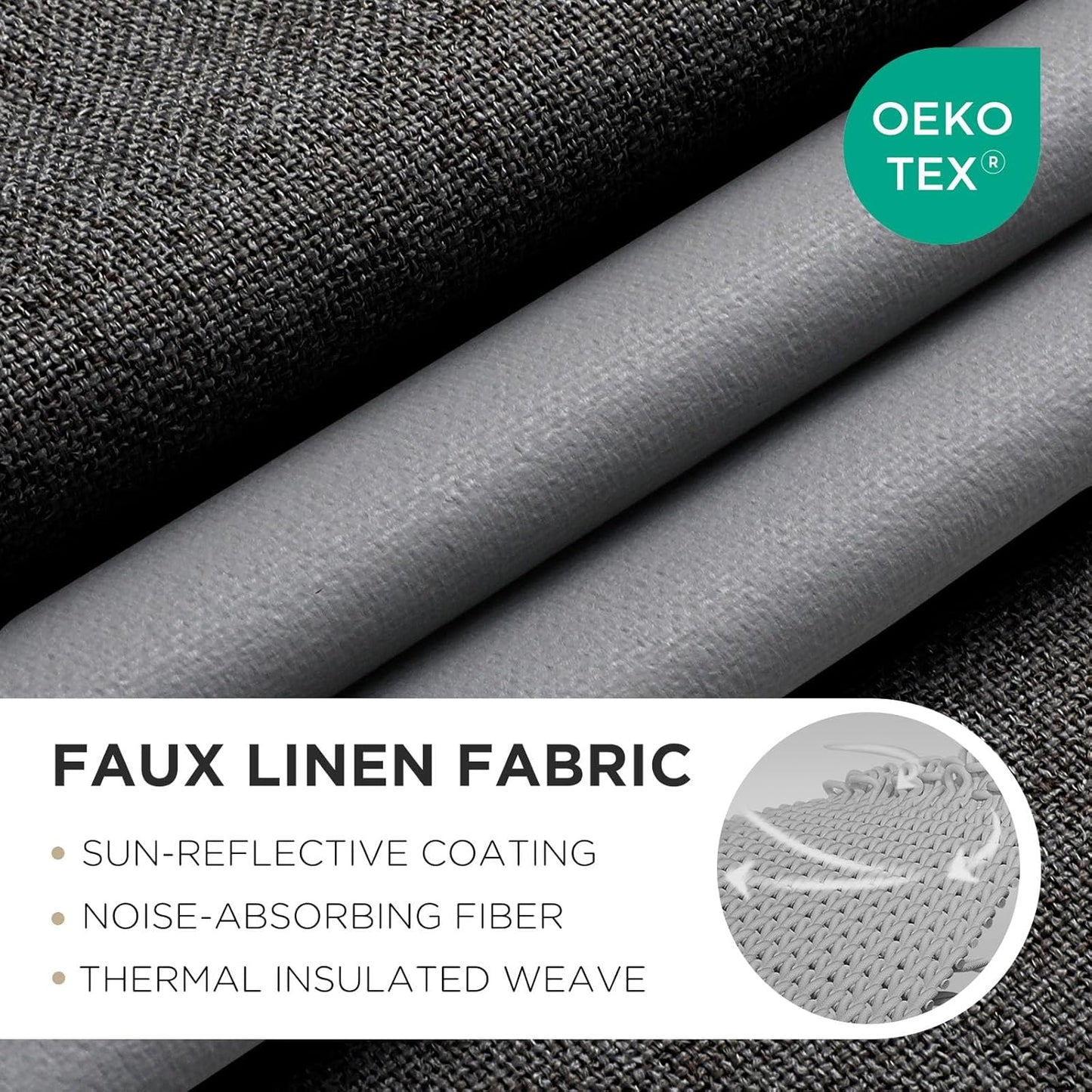 Joydeco Charcoal Grey Blackout Curtains 120 Inches Long, Extra Long Curtains 120 Inch Length 1 Panel for Bedroom, Thermal Insulated Linen Black Out Curtains with Grommets(100x120, Charcoal Grey)