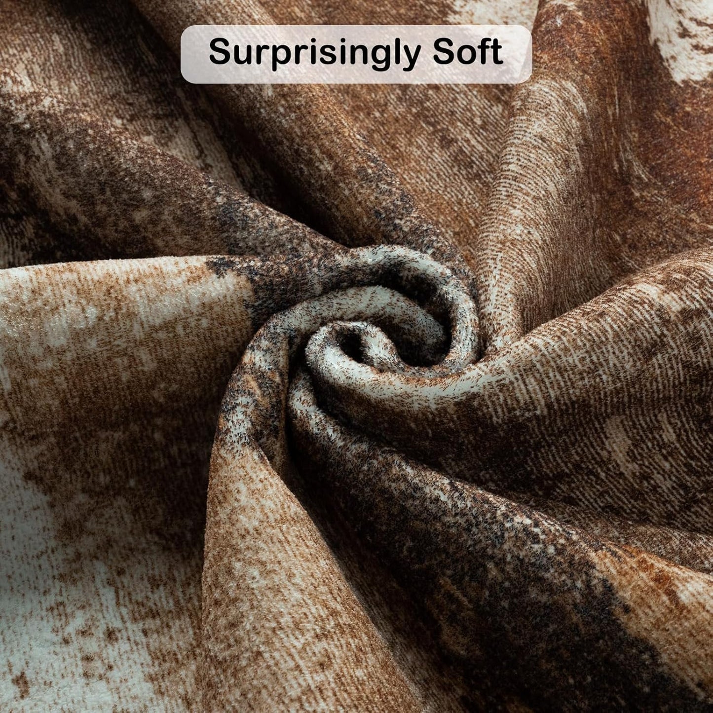 Kelarea Living Room Rug, 4x6 Rug Modern Abstract Washable Rugs Brown Foldable Faux Wool Vintage Carpets, Non Slip Rug for Bedroom, Dining Room, College Dorm, Kids Playroom, Home Office