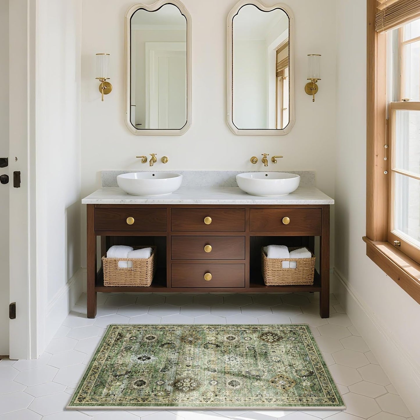 Machine Washable Small Rugs for Kitchen: Door Mat Indoor Entrance 2x3 Throw Rug Stain Resistant Non-Slip Low Pile Soft Carpets for Entryway Front Door Indoor Entrance Entry Bedroom