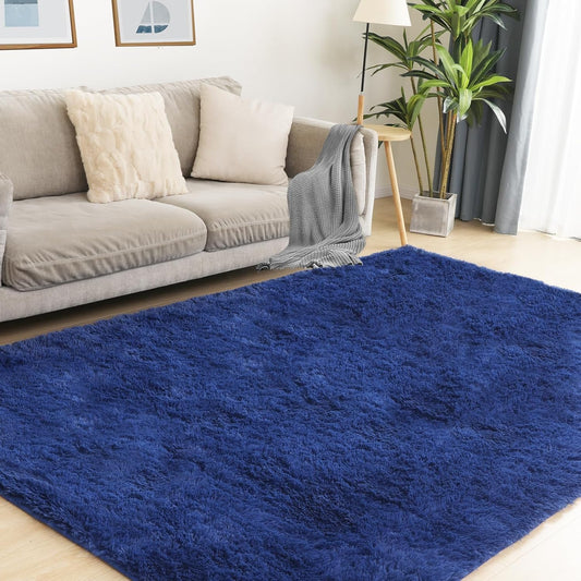 Navy Blue Rug, 4x5.8 Area Rugs for Living Room, Soft Plush Area Rugs for Bedroom, Non-Slip Indoor Carpet for Nursery, Study Room, Playroom