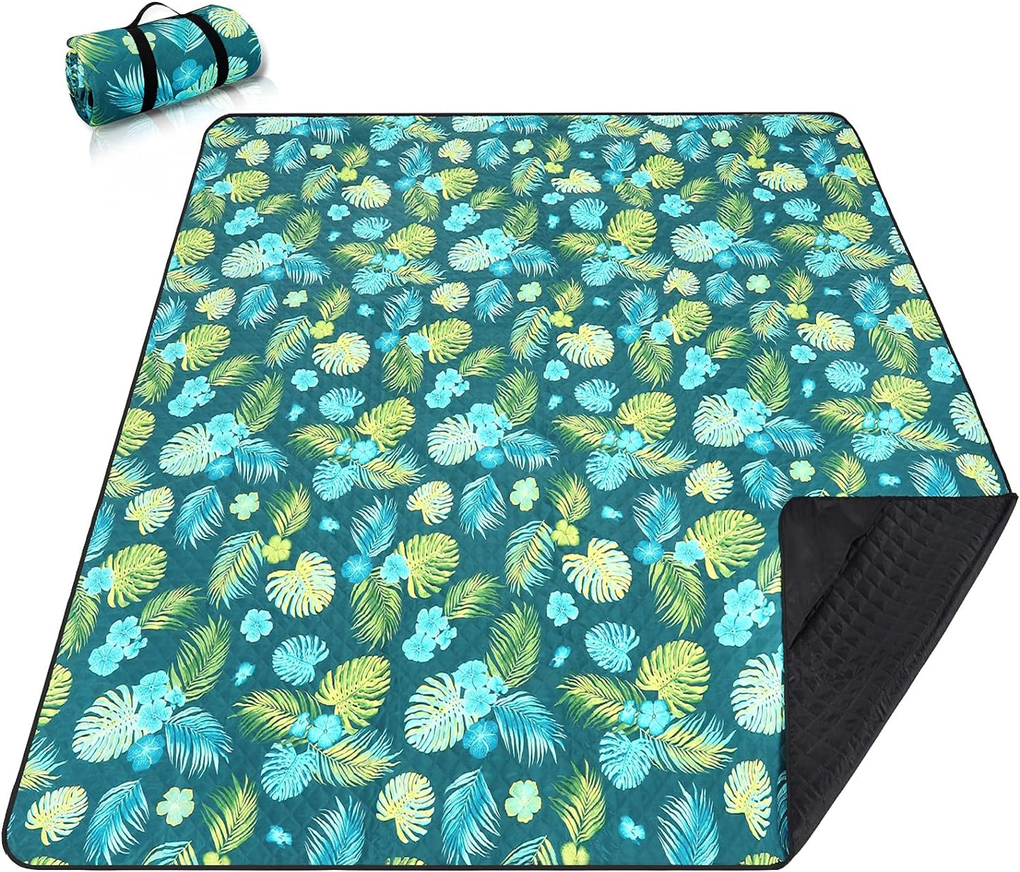 PY SUPER MODE Picnic Blankets Extra Large, Waterproof Foldable Outdoor Beach Blanket Oversized 83x79” Sandproof, 3-Layer Picnic Mat for Camping, Hiking, Travel, Park, Concerts(Yellow Flowers)
