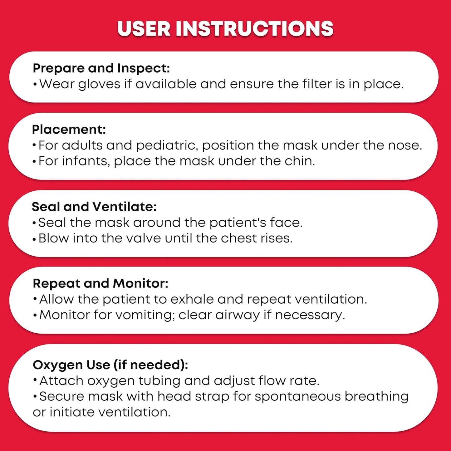 Ever Ready First Aid Adult and Infant CPR Mask Combo Kit with 2 Valves with Pair of Vinyl Gloves & 2 Alcohol Prep Pads - Red (2)