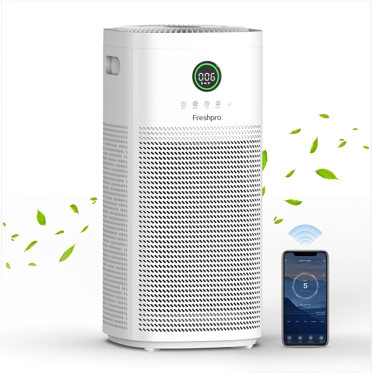 HEPA Air Purifiers for Home Large Room, Covers Up to 3065 ft², UVC Light, H13 HEPA 4-in1 Air Filter, Pet Air Purifier Remove Pets Dander, Smoke Pollutants Odor, Allergies in Bedroom, KF-P31