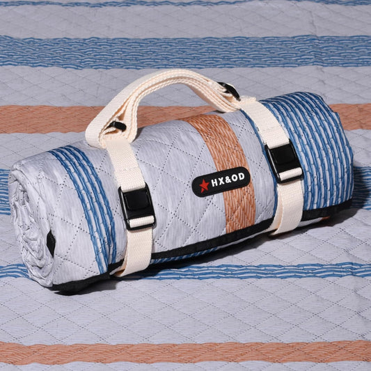 Waterproof Picnic Mat, Outdoor Camping Oversized Field Blanket. Portable Thickened Camping Blanket, Suitable for Beach, Camping, Music Festival, Party, Outdoor Adventure. (Yellow&Blue&White, 80”x60”)