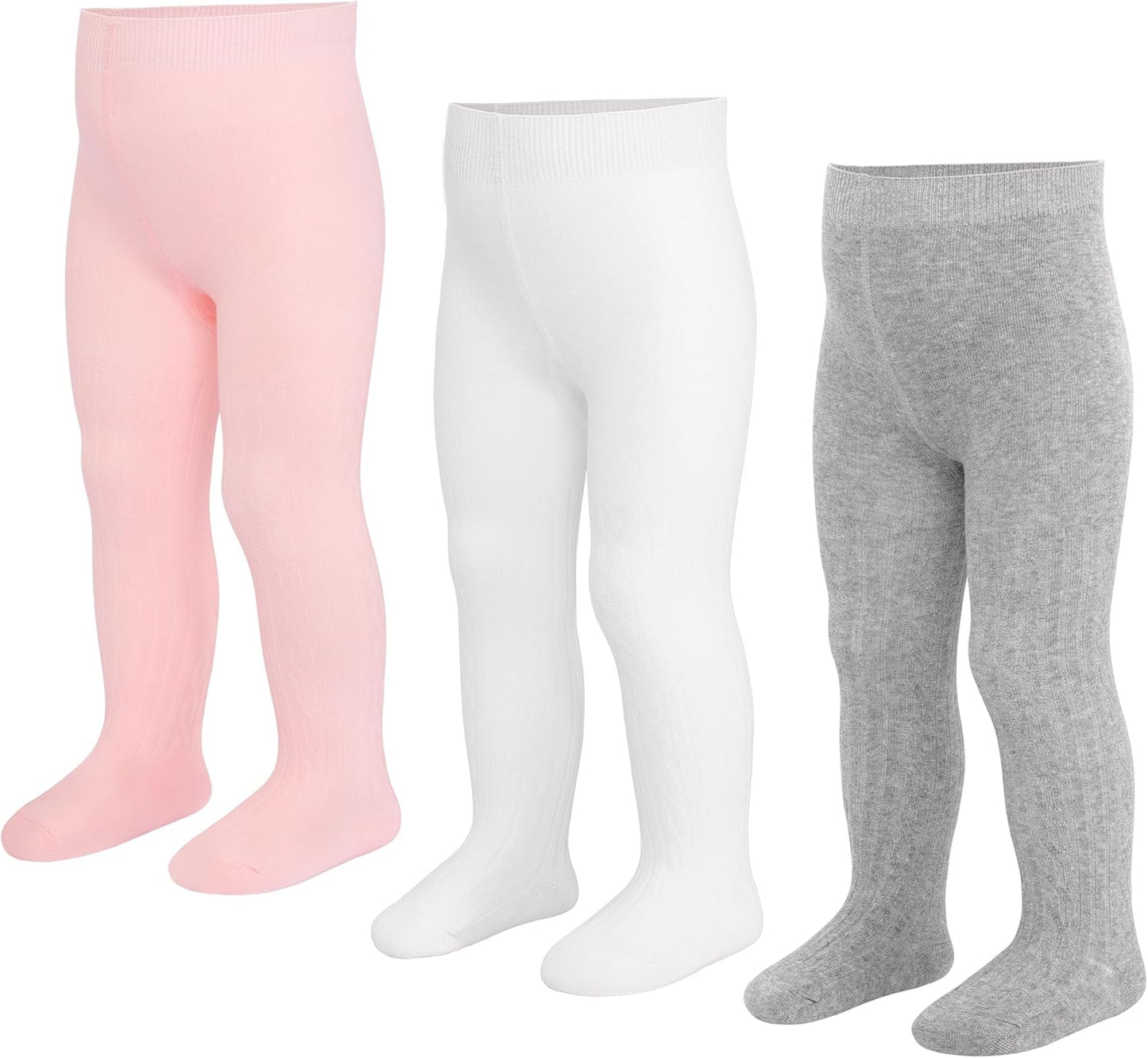 3 Pack Baby Girl Tights Cable Knit Leggings Stockings Cotton Pantyhose for Newborn Infant 6 Months-6 Years.