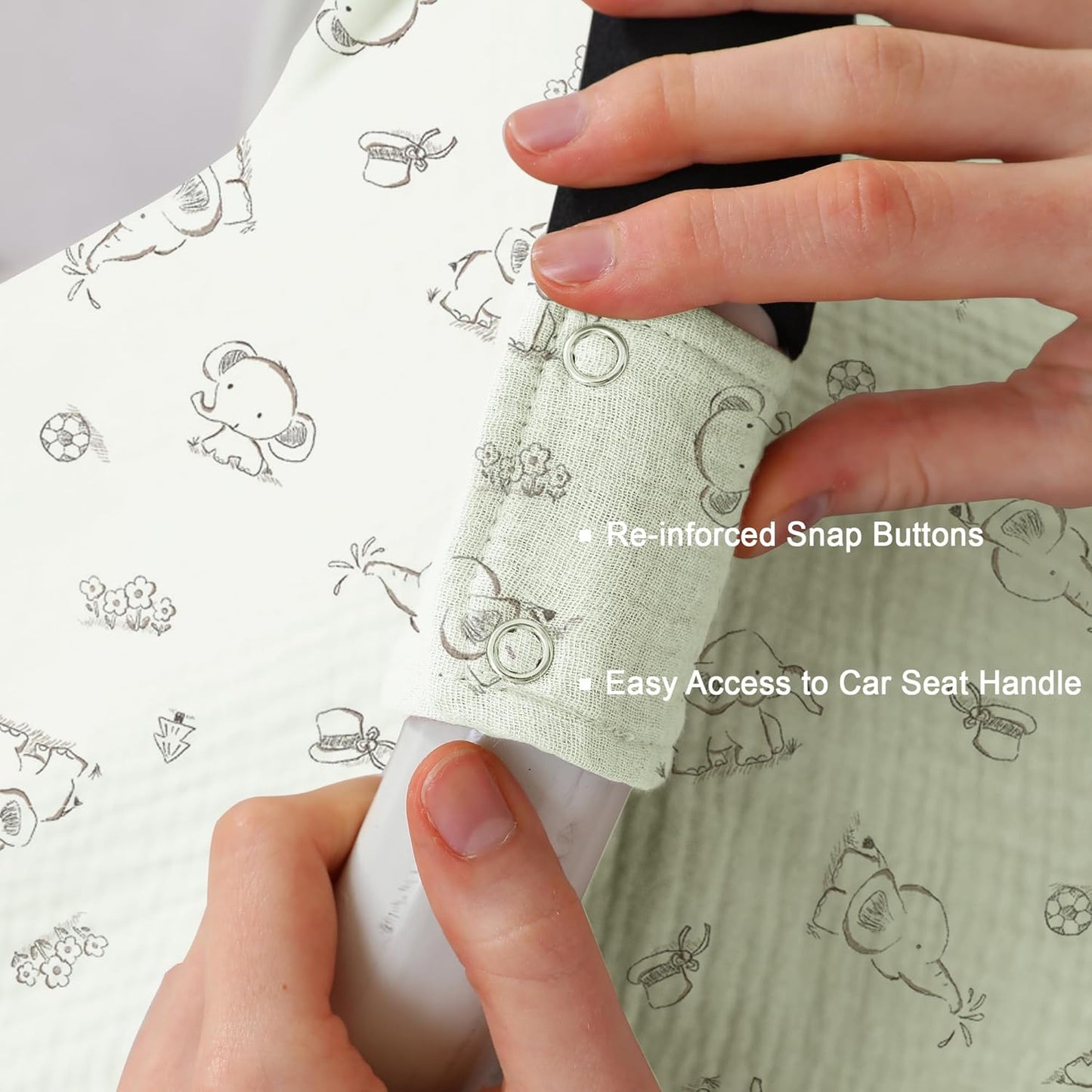 100% Muslin Cotton Car Seat Cover Baby, Carseat Canopy Cover, Universal Fit Stroller Covers for Boys and Girls (Cute Elephant)
