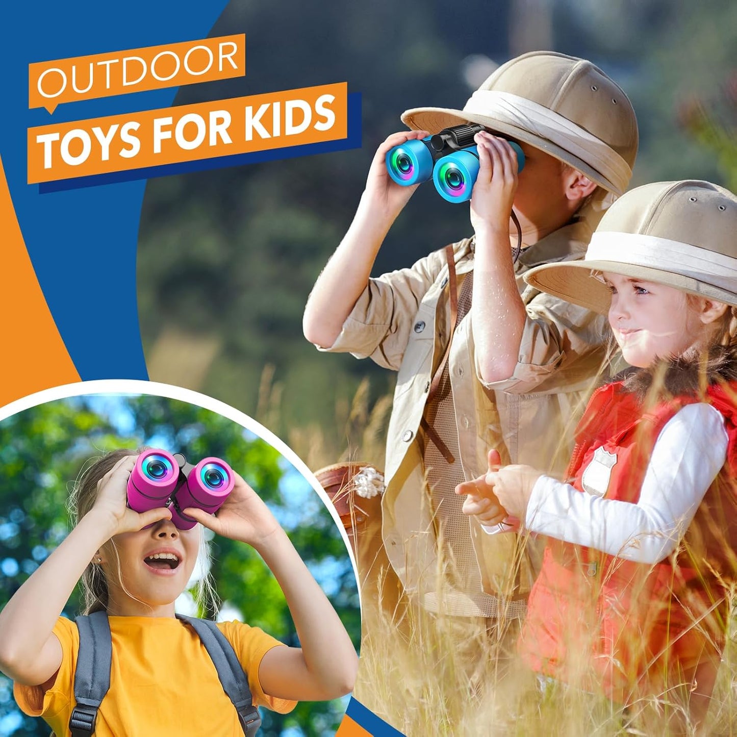 Toys for Boys Ages 3-7: LET'S GO! Kids Binoculars with Bird Watching Manual for 4 5 6 7 Year Old Boys Girls Outdoor Toy for Kid Ages 4-6 Camping Telescope Toddler Birthday Gift