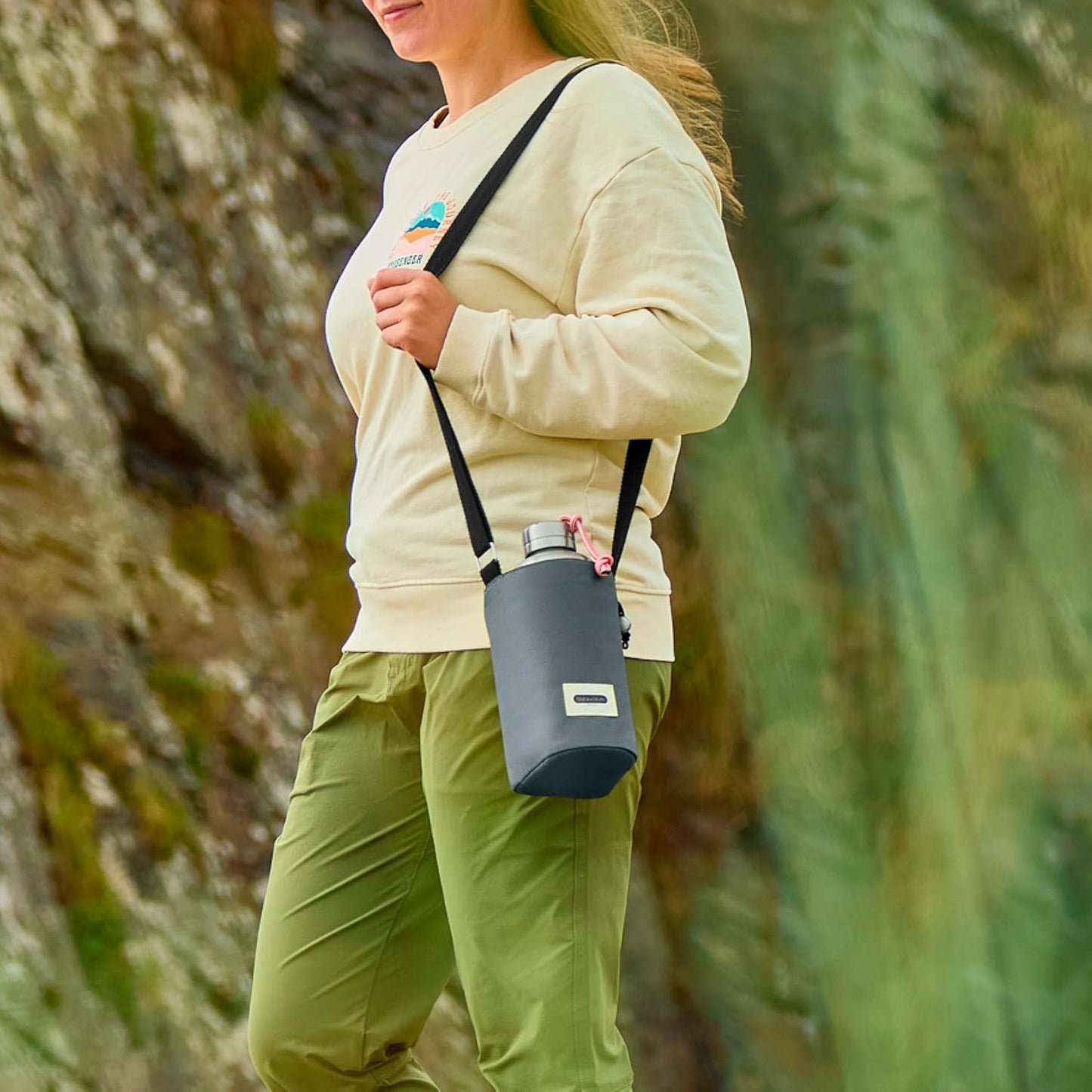 BLACK + BLUM Insulated Bottle Bag - Made with Recycled PET and BPA Free - Bottle Bag for On The Go, Slate