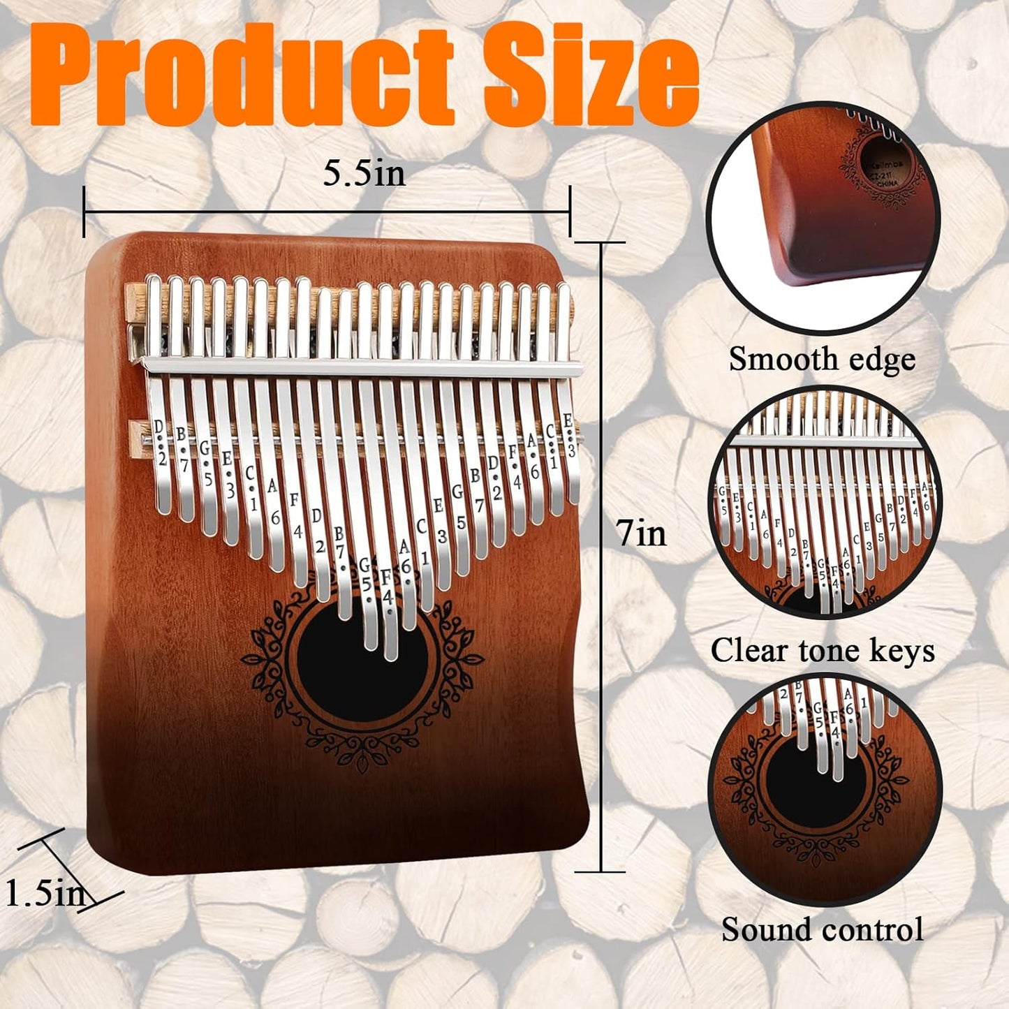 Kalimba 21 Keys Thumb Piano, Easy To Learn Portable Kalimba Thumb Piano With Beautiful Hard Packing Box, Gifts For Kids,Adult,Beginners,Professional