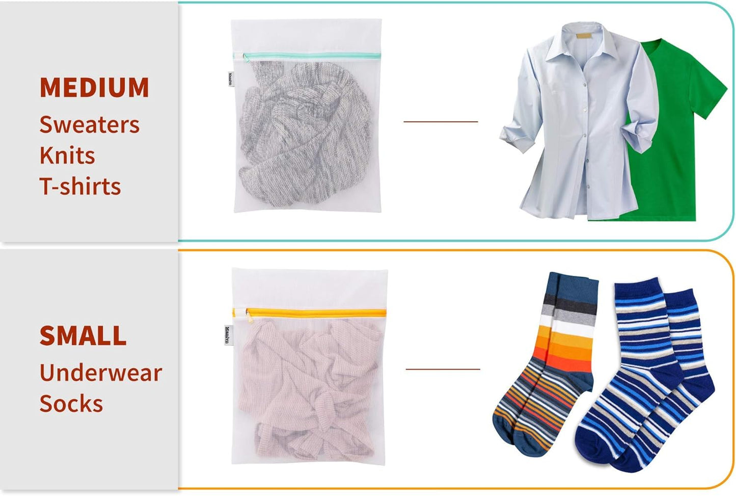 Mesh Laundry Bag for Delicates, Wash Bags for Underwear and Lingerie, Makeup Organizer Bag (1 Medium, 1 Small)