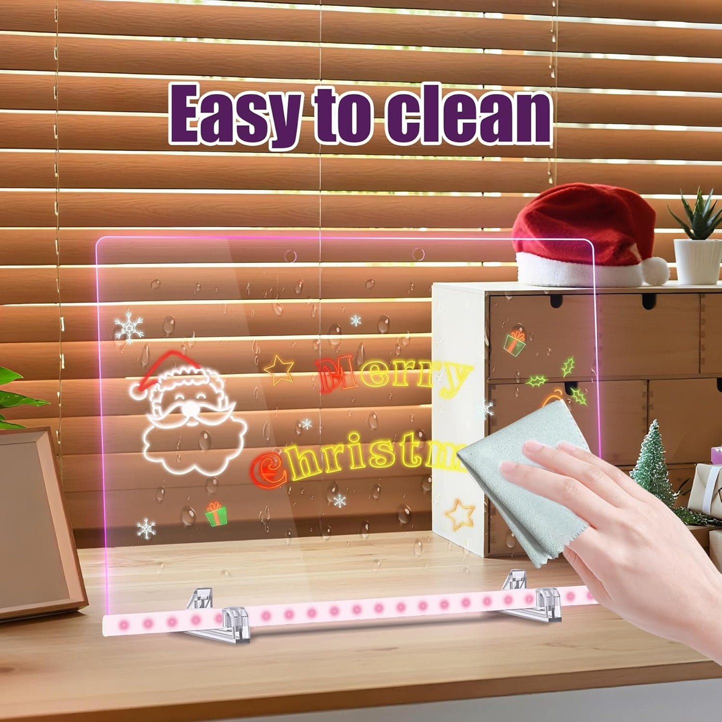 Led Drawing Board for Kids, LED Note Board, 13.7"X10" 4 Modes & 7 Colors, Acrylic Dry Erase Board with Light, Include Adapter, Hanging Chain, Magic Board for Kids, Office Decor Doodle Board Kid Gifts