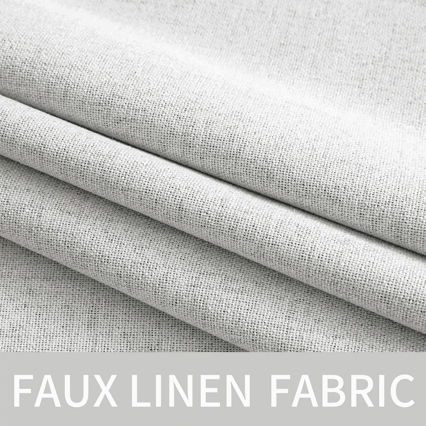 MIULEE 100% Blackout Linen Textured Curtains for Bedroom Solid Thermal Insulated Heathered White Grommet Room Darkening Curtains & Drapes Luxury Decor for Living Room Nursery 52 x 108 Inch (2 Panels)