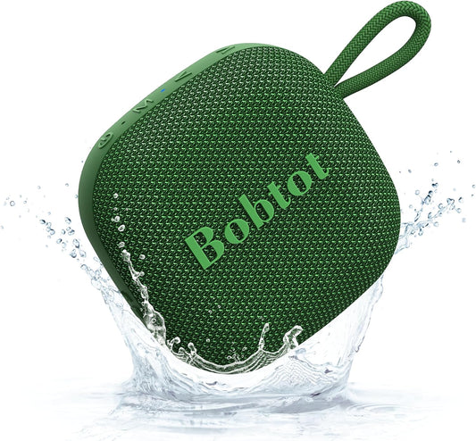 Bobtot Portable Bluetooth Speakers Wireless - IPX7 Waterproof Mini Shower Speaker with 16 Hours Playtime, Loud Stereo Sound, Rich Bass, TWS, Built-in Mic, Small Size for Travel Sport, Green