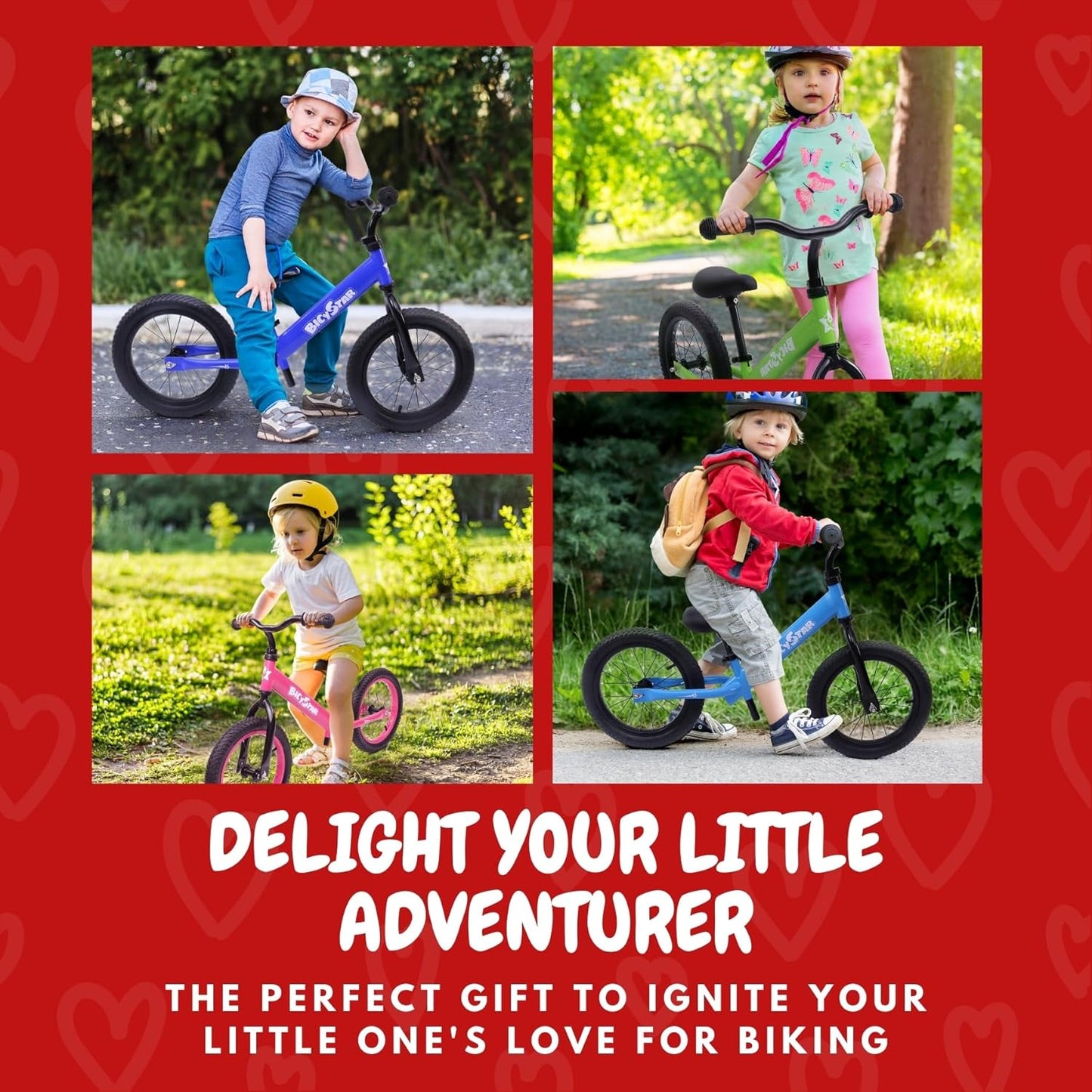 14 Inch Balance Bike for Kids 3-7 Year Old, Kids Bike with No Pedals, Air Rubber Tires, Adjustable Height, Pedalless Kids Bicycle for Boys, Girls