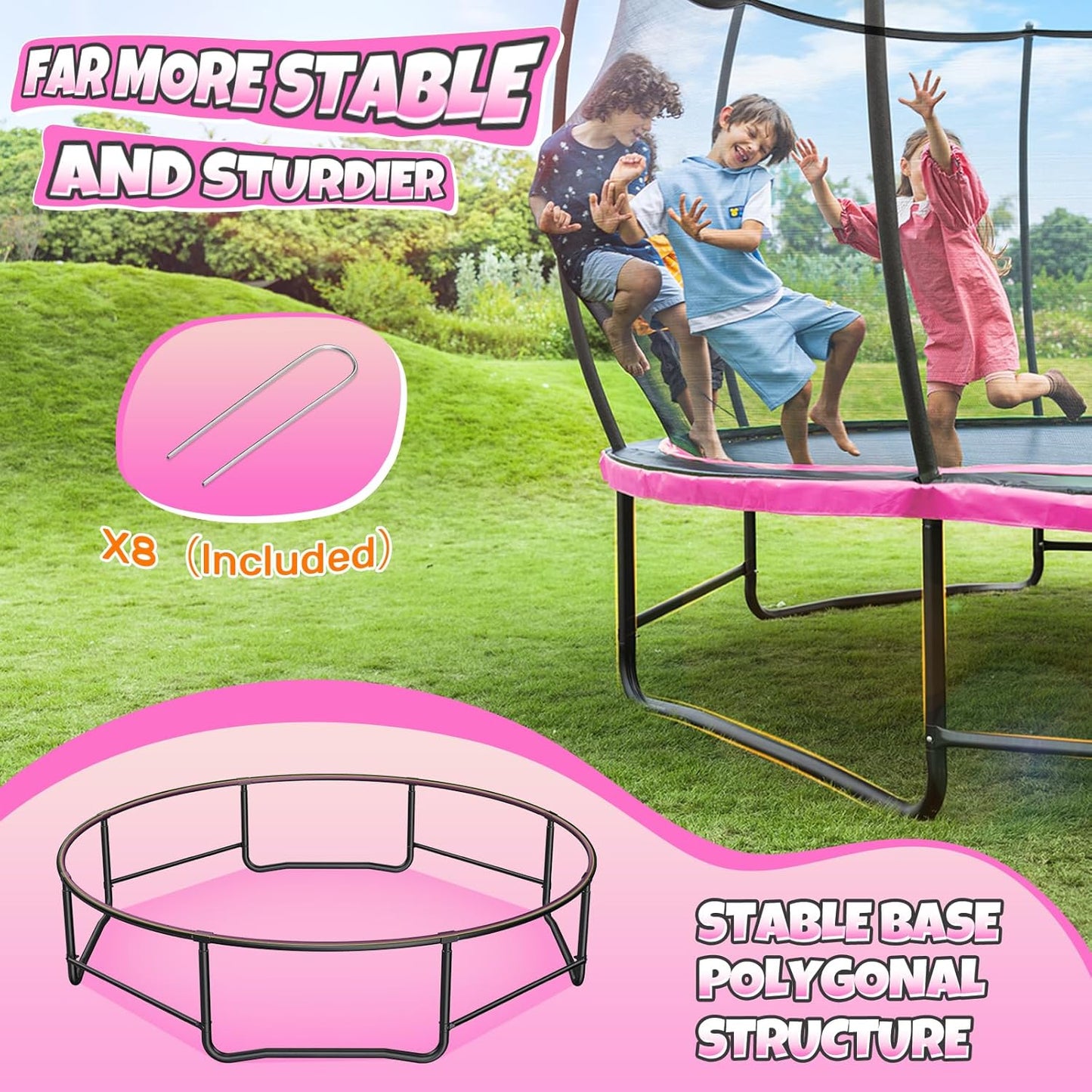 BCAN 8FT 10FT 12FT 14FT 15FT 16FT Recreational Trampoline with Enclosure for Kids Adults, ASTM Approved, Outdoor Trampolines with Ladder for Kids
