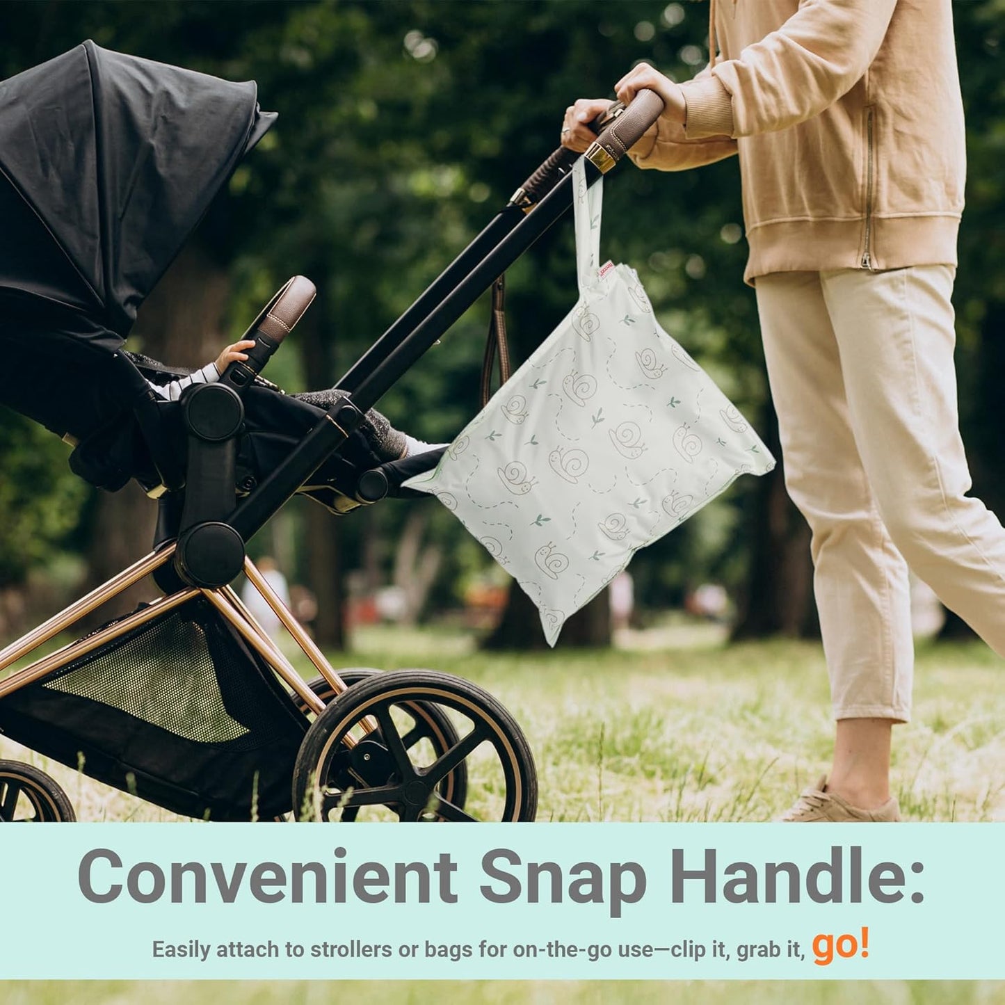 HECCEI Wet Dry Bag, 2-Pack Reusable Waterproof Wet Bagsfor Swimsuits & Baby Clothes, Leakproof Cloth Diaper Wet Bags for Travel & Diaper Changes (Leafy Canopy)