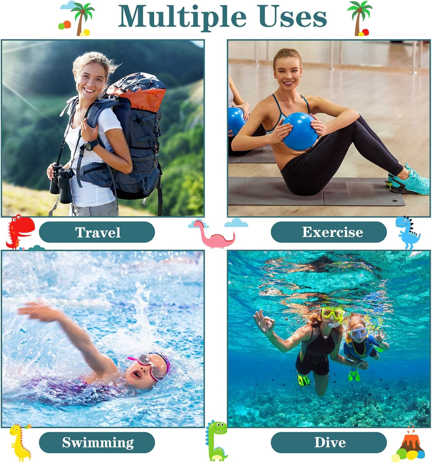 Shappy 2 Pcs Large Travel Laundry Bag Washable Waterproof Wet Dry Large Dirty Clothes Bag Bathing Workout(Dinosaur Style)